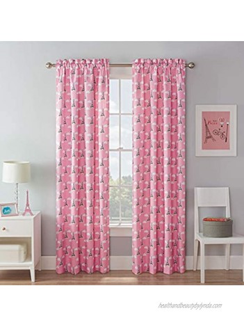WAVERLY Kids Room Darkening Curtains for Bedroom Tres Chic 42" x 63" Thermal Insulated Single Panel Rod Pocket Light Blocking Privacy Curtains for Nursery Pink
