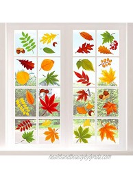 Adoreu Fall Leaves Window Clings Autumn Thanksgiving Acorns Window Sticker Harvest Maple Decorations Autumn Decals Party Decor Ornaments 8 Sheets