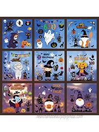 Frantie 217Pcs Halloween Window Clings 9 Sheets Double-Side Removable Halloween Window Stickers Glass Decals for Party Decorations Pumpkin Spider Bat Ghost Witch Mummy Window Décor Happy Halloween Decorations Clings for Kids