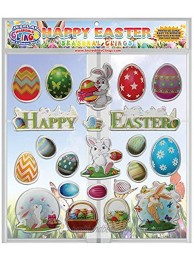 Happy Easter Thick Printed Gel Clings – Incredible Reusable Glass Window Clings for Kids and Adults Incredible Gel Decals of Seasonal Holiday Eggs Easter Bunny Home Airplane Classroom Nursery