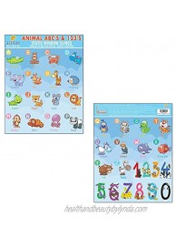 JesPlay Animal Abc's & 123's Static Window Clings- 2 Sheets of Vinyl Window Stickers for Kids Alphabet Letters & Numbers Other Removable Window Decals and Gel Clings for Toddlers are Available