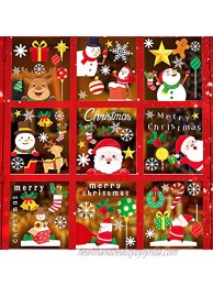 Konsait 340pcs Christmas Decals Window Stickers Clings Cute Snowman,Santa Claus Reindeer with Static Sticker Decor for Christmas Party Decorations Supplies Favor11sheets