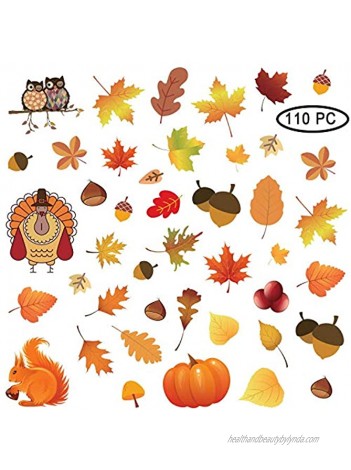 Thanksgiving Fall Autumn Leaves Acorns Window Sticker Thanksgiving Decorations110 Pcs