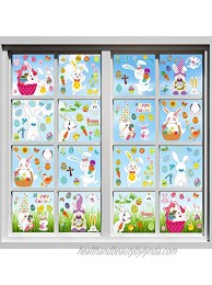 Zonon 180 Pieces 16 Sheet Easter Decorations Bunny Window Clings Decor Rabbit Window Decals Spring Window Stickers Easter Wall Door Floor Decor for Kids Party Supplies
