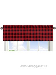 Sweet Jojo Designs Woodland Buffalo Plaid Window Treatment Valance Red and Black Rustic Country Lumberjack