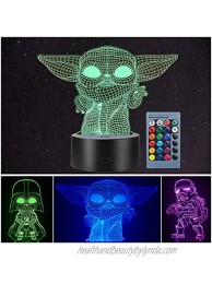 3 Pattern 3D Illusion Star Wars Night Light for Kids 16 Color Change Decor Lamp Star Wars Toys and Gifts Baby Yoda Darth Vader Stormtrooper