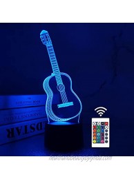 3D Night Light Guitar Gifts for Music Lover 3D Illusion Lamp with Remote Control &16 Colors Changing Amazing Idea Choice for Musical Instrument Shop Home Party Supply Decoration Xmas Valentine's Day