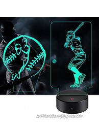 AmazeFan Baseball Night Light for Kids 3D Baseball Night Lamp 7 Colors Optical Illusion Touch & Remote Control with 2 Acrylic Flats Best Birthday Christmas New Year Gifts for Boys Girls Baby
