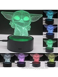 Baby Yoda Night Light 3D Lamp 7 Colors Changing Bedroom Illusion LED Lights Home Decor Anime Star War Toys Birthday Gifts for Kids Girls Boys Children Age 2 3 4 5 6+ Year Old Boy