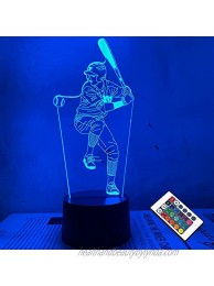 Baseball 3D Lamp Baseball Gifts Sport Night Light for Xmas Holiday Birthday Gifts for Kids Baseball Fan with Remote Control 16 Colors Changing + 4 Changing Mode + Dim Function