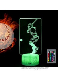 Baseball Night Light for Kids 3D Lamp 16 Colors Baseball Gifts for Boys Baseball Decor Bedroom Baseball Lamp with Changing Touch&Remote Control Christmas Birthday Gifts for Baseball Coach Player Fans