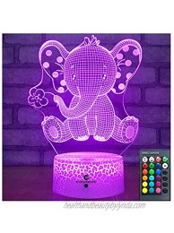 Easuntec Elephant Gifts Elephant Lamp with Remote & Smart Touch 7 Colors + 16 Colors Changing Elephant Gifts for Women 4 5 6 7 8 Year Old Girl Gifts Epht16WT
