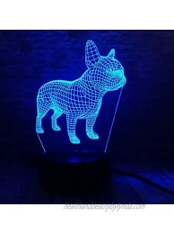 French Bulldog Night Light 3D Illusion Table Lamp YKLWORLD Puppy Dog 7 Changing Color Toys Birthday Christmas Gifts for Kids Boys Girls Home Bed Room Decor
