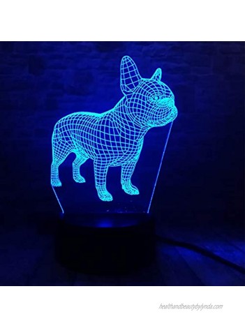 French Bulldog Night Light 3D Illusion Table Lamp YKLWORLD Puppy Dog 7 Changing Color Toys Birthday Christmas Gifts for Kids Boys Girls Home Bed Room Decor