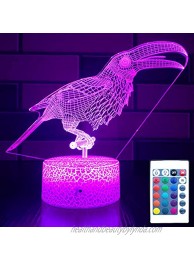 HLLKYYLF Bird Gifts for Bird Lovers,Bird Night Light for Kids Bird Light with Touch & Remote Control 16 Color Changing Dimmable Bird Lamp,Bird Toys for Boys Age 3 4 5 6 7 8 9 as Birthday Gifts