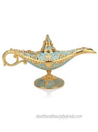 Legend Aladdin Lamp Magic Genie Wishing Light Classic Arabian Nights Costume Props Lamp Table Decor for Home Wedding Party Halloween Birthday Beautiful Gift Toy for Women Girl Lake Blue
