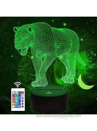Lion Gifts Big Cat 3D Night Light for Kids Bedside Lamp with Remote Control 16 Color Changing Xmas Halloween Birthday Gift Cool Room Decor for Child Baby Boy