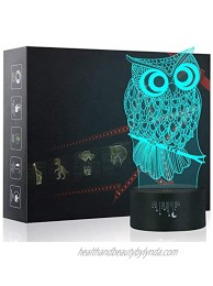 Meetrip Owl Lights 3D Night Light for Kids 7 Colors Touch Table Desk Lamps LED Vision Illusion Lighting with USB Baby Bedroom Sleep Lamp Birthday Party for Children