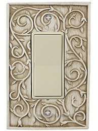 Meriville French Scroll 1 Rocker Wallplate Single Switch Electrical Cover Plate Weathered White