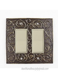 Meriville French Scroll 2 Rocker Wallplate Double Switch Electrical Cover Plate Bronze