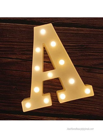 MUMUXI LED Marquee Letter Lights 26 Alphabet Light Up Marquee Number Letters Sign for Wedding Birthday Party Battery Powered Christmas Lamp Night Light Home Bar Decoration A