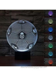 SUPERNIUDB 3D Real Madrid 3D Football LED USB Night Light 7 Color Change LED Table Lamp Xmas Toy Gift
