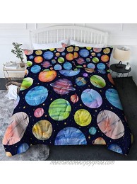 Blessliving Twin XL Comforter Sets for College Boys Colorful Space Bedding Sets 3 Piece Planet Galaxy Bed Set Twin with Comforter Cute Kids Bedspreads for Kids Teens Girls