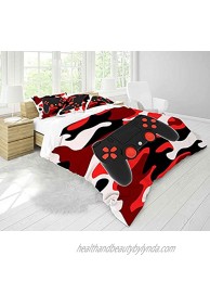Feelyou Game Gaming Bedding Set Boys Red Camouflage Comforter Set for Kids Boys Girls Video Gamepad Decor Duvet Set Cool Chic Stylish Game Controller Quilt Set Bedroom Collection 2Pcs Twin Size