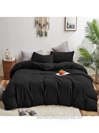 Houseri Black Comforter Set Queen All Black Bedding Comforters Sets Full Size Simple Style Solid Color Black Queen Comforter Set Bed Quilts