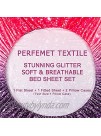 PERFEMET 4-Pieces 100% Microfiber Glitter Galaxy Fitted Sheet Set Colorful Rainbow Bedding Set for Girls Teen and Kids 3D Print Gorgeous Purple Flat Sheet SetFull,Purple Pink