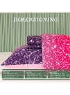 PERFEMET 4-Pieces 100% Microfiber Glitter Galaxy Fitted Sheet Set Colorful Rainbow Bedding Set for Girls Teen and Kids 3D Print Gorgeous Purple Flat Sheet SetFull,Purple Pink