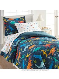 Wildkin 100% Cotton 7 Pc Full Bed-in-A-Bag for Boys & Girls Bedding Set Includes Comforter Flat Sheet Fitted Sheet Two Pillowcases & Shams Bed Set for Cozy Cuddles BPA-free Jurassic Dinosaurs