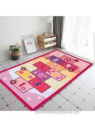 Booooom Jackson Hopscotch Kid Rug for Playroom,Kid's Room,Nursery and Classroom,40''x70'' Pink Kids Rugs Carpet for Girls,Educational and Fun Game Rug with Non-Slip Backing