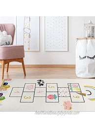 Cinbloo Hopscotch Count Kids Rugs Children Play Mat Educational Cute Girls Rainbow Non Slip Game Rugs Area Soft Wool Floor Indoor Carpet for Bedroom Playroom Nursery Classroom Pink 28"x64"