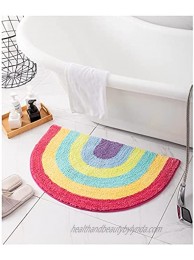 Colorful Rainbow Bath Mat Indoor Outdoor Soft Doormat for Bathroom Bedroom Living Room Cute Play Rug for Kids Ins Fuzzy Shaggy Throw Area Rugs for Boy Girl's Room 20 by 31 Inch