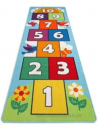 HIGHTAO Hop & Count Hopscotch Rug Soft Carpet Children Floor Playing Crawling Game Rectangle Mat Home Decortion Floor Rug Great for 3 4 5 6 and 7 Year Olds 26" x 78"