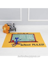 Home Dynamix Pete The Cat School Rules Non-Skid Kid's Accent Rug 35.4"x51" Elementary Graphic Yellow Green Red