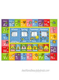 KC CUBS Playtime Collection ABC Alphabet Seasons Months and Days of The Week Educational Learning Area Rug Carpet for Kids and Children Bedrooms and Playroom 3' 3" x 4' 7"