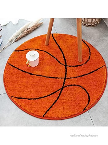 Kids Rug Basketball Round Rug Carpet Floor Chair Mat for Kids Rooms Children's Bedroom Basketball 2.6 ft