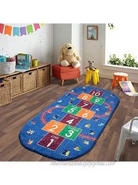 Likoyo Kids Rug Hopscotch Play Mat 58"x35" Fun and Educational Area Rug,Soft Anti Slip Backing Chidren Game Rugs for Nursery Bedroom Play Room Best Shower Gift