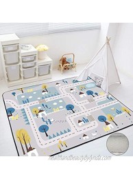 Loartee Kids Carpet Playmat Rug 59"x79"x0.78" Village Life Road Rug Play Mat for Toddlers Game Area Rug Baby Crawling Mats Soft & Thick Flannel Carpet Non-Toxic & Anti-Skid Gray