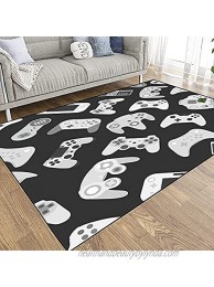 Mrcrypos Video Game Area Rug Black and White Kids Boys Girls Mats 5X7 for Bedroom Living Play Room