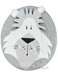 Round Rug for Kids Crawling Mat Cartoon Sleeping Cotton Rugs Air-Conditioned Rug with Cute Tiger Pattern Kids' Room Decor Grey 35.4 inches LISIBOOO
