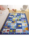 Terrug Kids Rugs for Playroom ABC Educational Area Rug Cute Cartoon Daycare Supplies Kids Gift for Playroom Bedroom 4X5.9 Feet Blue