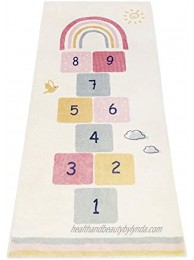 Topotdor Rainbow Sky Hopscotch Game Rugs,Kids Play Area Rugs Soft Durable Floor Carpet for Bedroom,Playroom Nursery,Great Gift for Girls & Boys 27.5" x 63" Multicolor