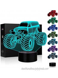 3D Illusion Lamp Night Light Monster Truck for Kids 7 Color Changing Touch Switch Table Desk Decoration Lamps Christmas Gift with Acrylic Flat & ABS Base & USB Cable Toy Gift Monster Truck