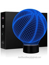 Basketball 3D Lamp Night Light 7 Color Changing Touch Switch Table Desk Decoration Lamps Christmas Gift with Acrylic Flat & ABS Base & USB Cable Toy for Basketball Fans Lover
