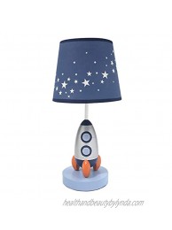 Lambs & Ivy Milky Way Blue Silver Rocket Ship Nursery Lamp with Shade & Bulb