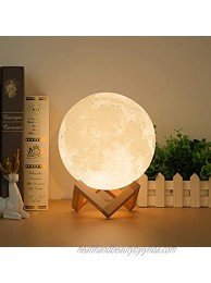 Moon Lamp 7.1 inches with Stand Adjustable Brightness and Warm White Cool White Color USB Charging Cable. Romantic Moon Light Will Birthday Gifts for Women Men Kids Child and Baby