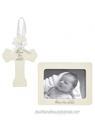 C.R. Gibson Resin Baby Cross and ''Bless This Child'' Baby Photo Frame Set Frame Measures 5.5'' x 7'' and Cross Measures 4.5'' x 6.75''